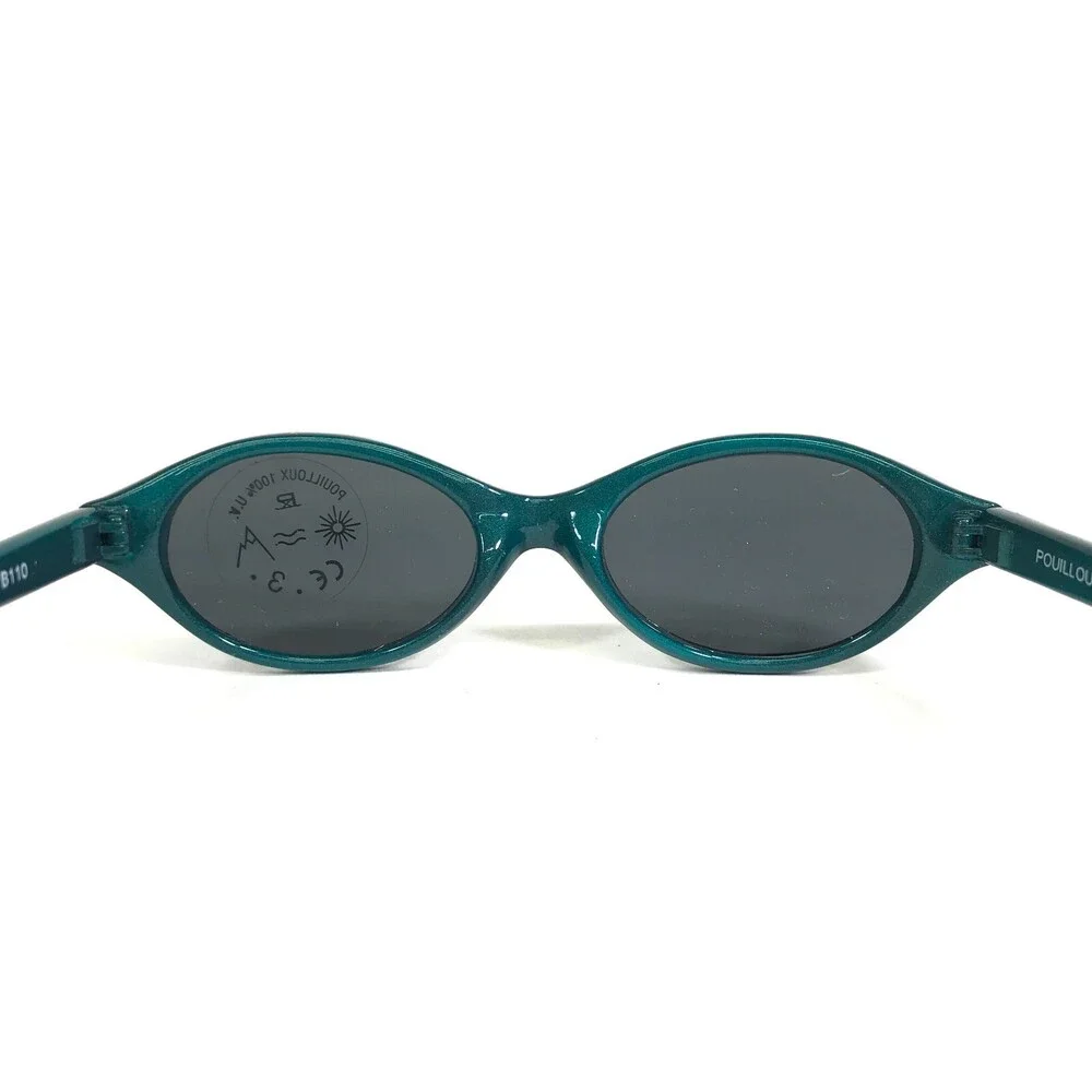 Vuarnet Kids Sunglasses B110 Blue Green Round Frames with Blue Lenses 28-15-105